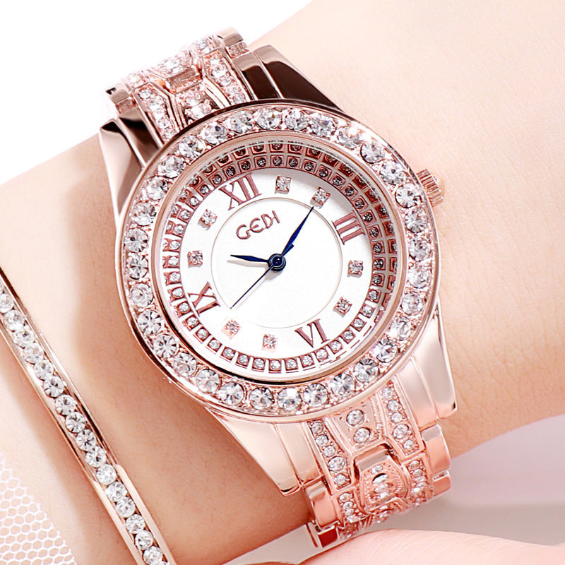 ✨ Montre femme luxe – Acier & strass élégants ✨