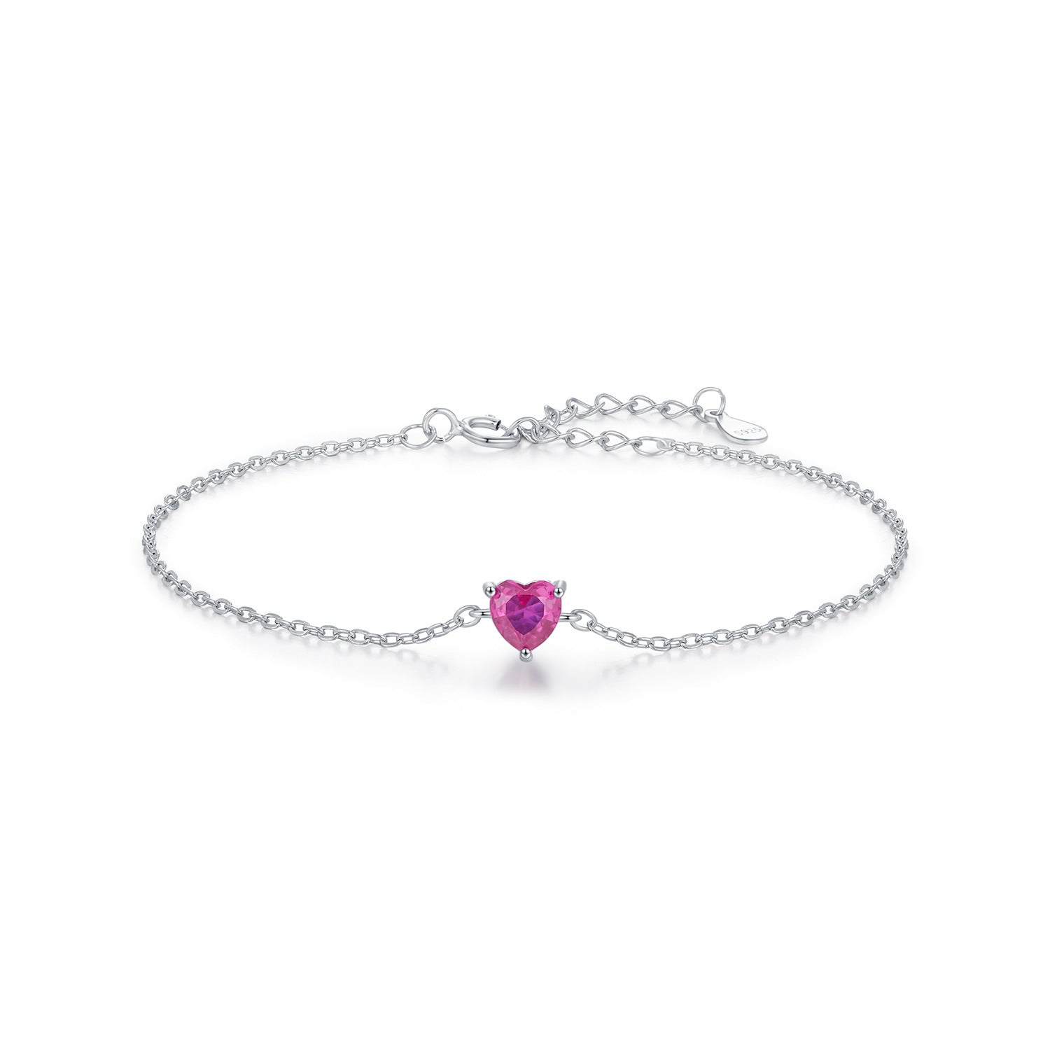 ✨Bracelet Femme Argent S925 avec Diamant Rouge en Forme de Cœur – Bijou Raffiné & Élégant✨