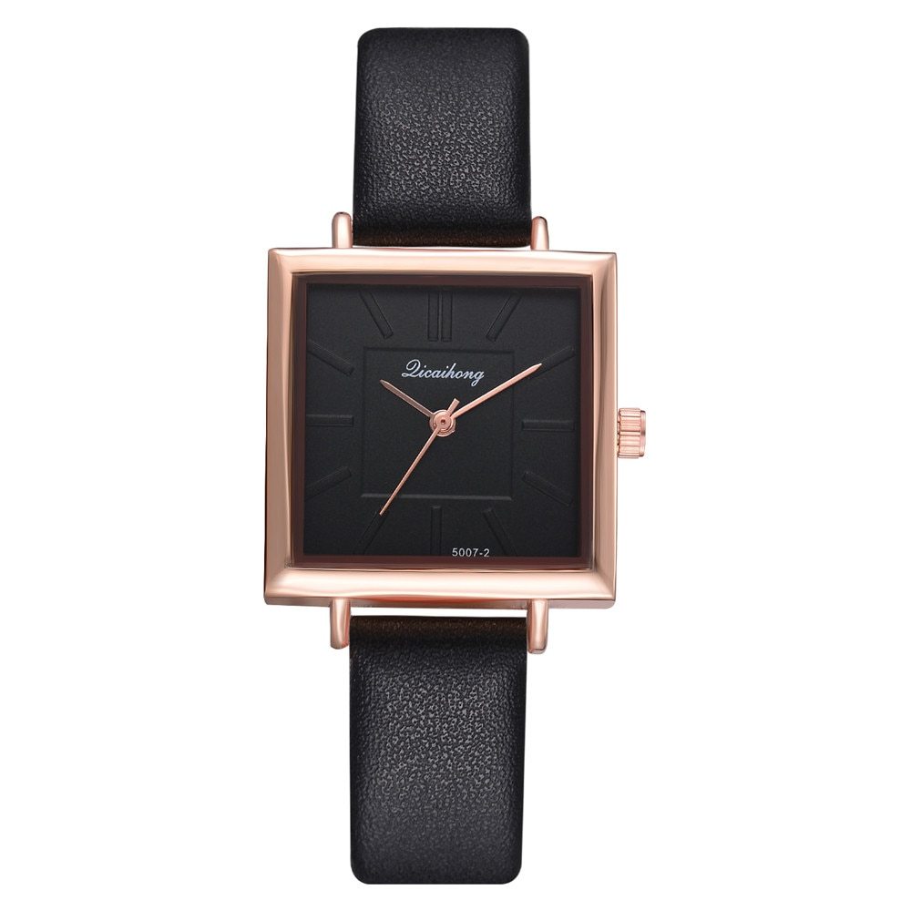 ✨Montre Femme Carrée Élégance – Bracelet Cuir & Mouvement Quartz✨