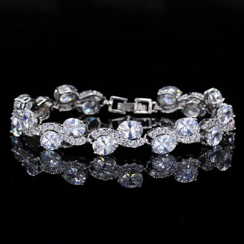 ✨ Bracelet zircon plaqué or blanc 18K – Élégance & éclat coloré ✨