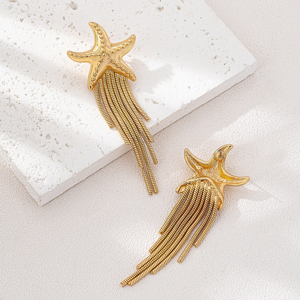 ✨Boucles d’oreilles étoile de mer dorées – style bohème chic✨