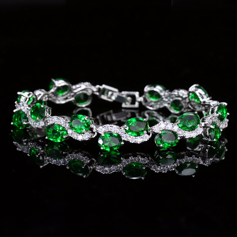 ✨ Bracelet zircon plaqué or blanc 18K – Élégance & éclat coloré ✨