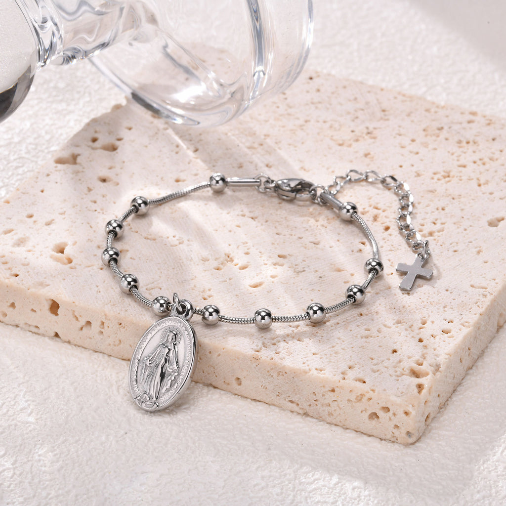 ✨Bracelet Croix Ovale en Acier Inoxydable – Élégant et Moderne, Plaqué Or ou Acier✨