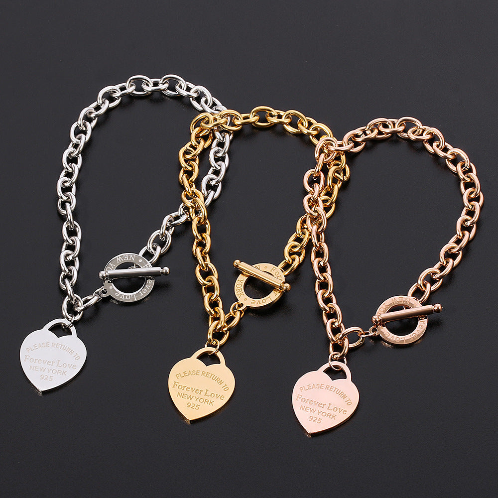 ✨ Bracelet Gourmette Cœur Élégant – Doré, Argenté ou Rosé ✨