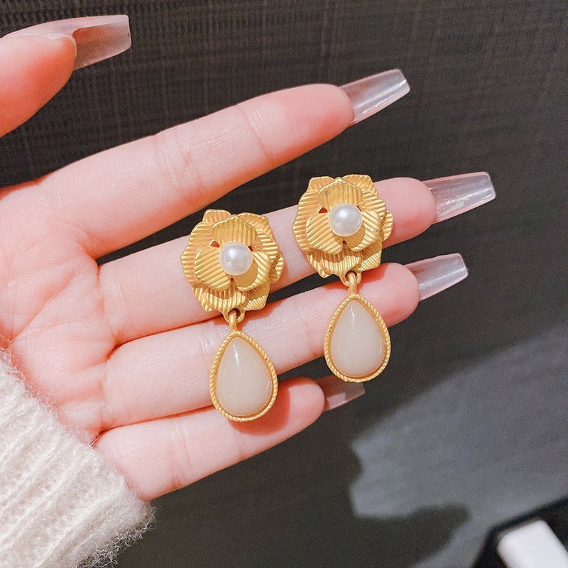 🌸 Boucles d’oreilles Rose & Perle