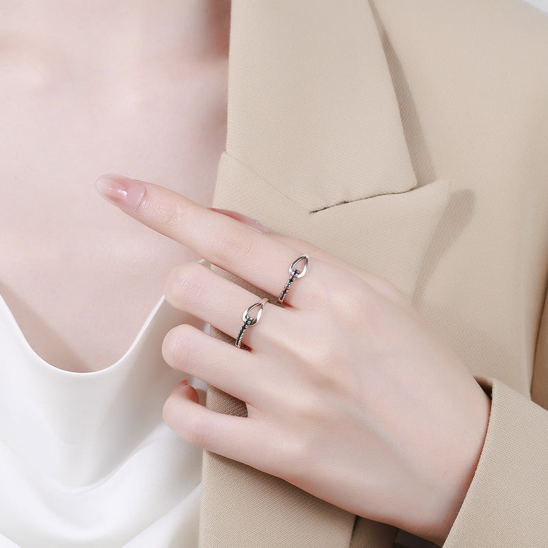 ✨Bague en argent 925 ajustable – Design cœur irrégulier & pierres multicolores ✨