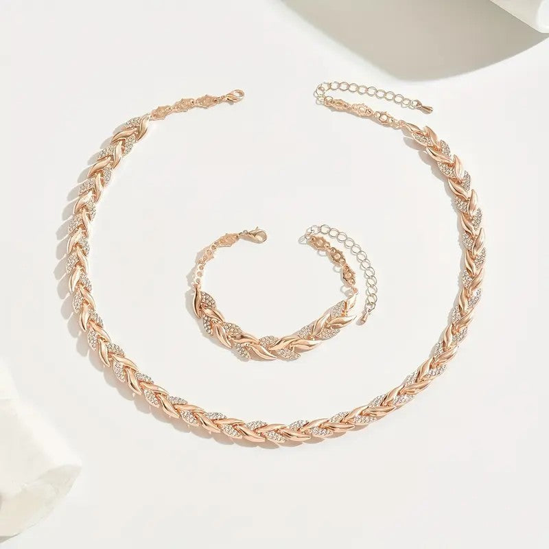 ✨ Collier & Bracelet Feuille de Saule – Élégance Luxe Abordable ✨