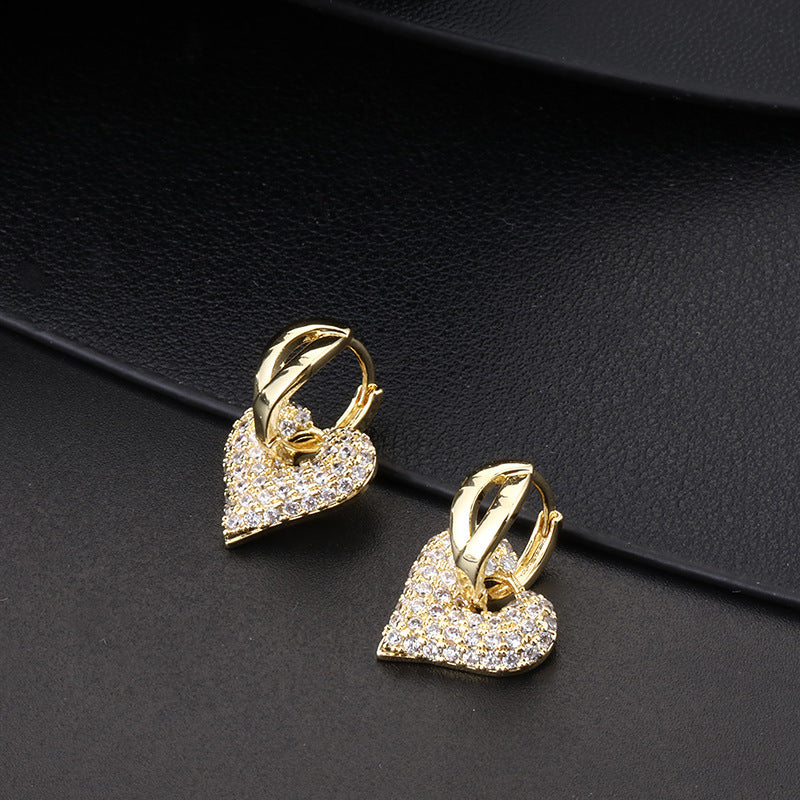 ✨ Boucles d’oreilles cœur doré zircon – Élégance & éclat ✨