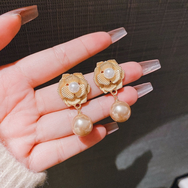 🌸 Boucles d’oreilles Rose & Perle