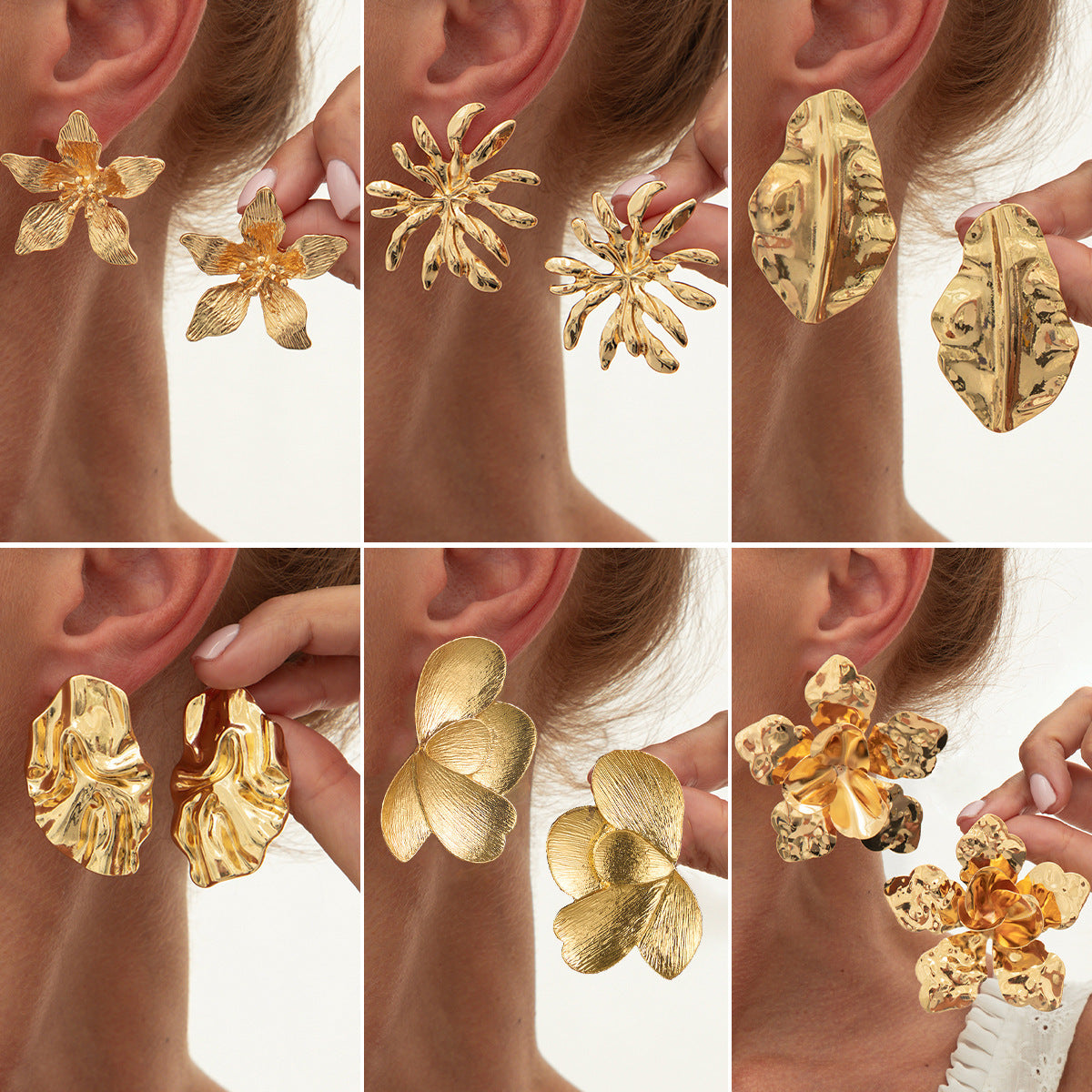 ✨ Boucles d’Oreilles Métal Liquide Fleur Plissée – Élégantes & Tendance ✨