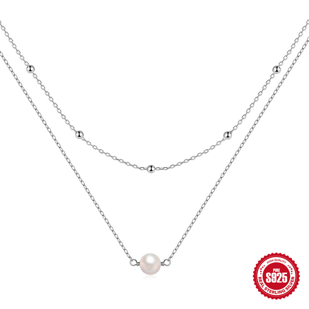 ✨Collier Double Couches en Argent S925 avec Perle Élégante – Style Luxe Abordable✨