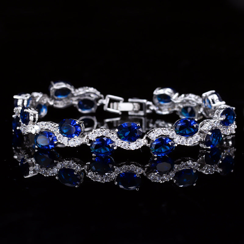 ✨ Bracelet zircon plaqué or blanc 18K – Élégance & éclat coloré ✨