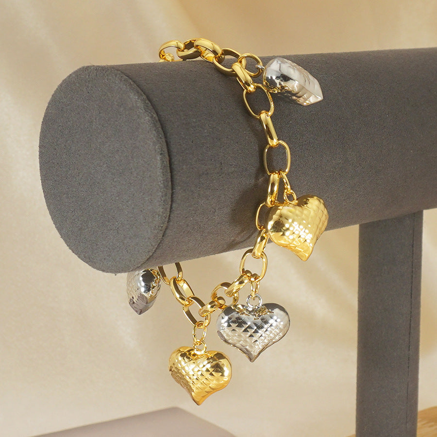 ✨Bracelet Cœurs Dorés & Argentés – Bijou Élégant Plaqué Cuivre✨