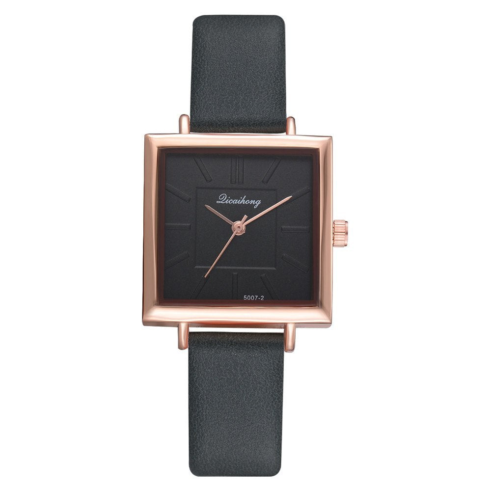 ✨Montre Femme Carrée Élégance – Bracelet Cuir & Mouvement Quartz✨