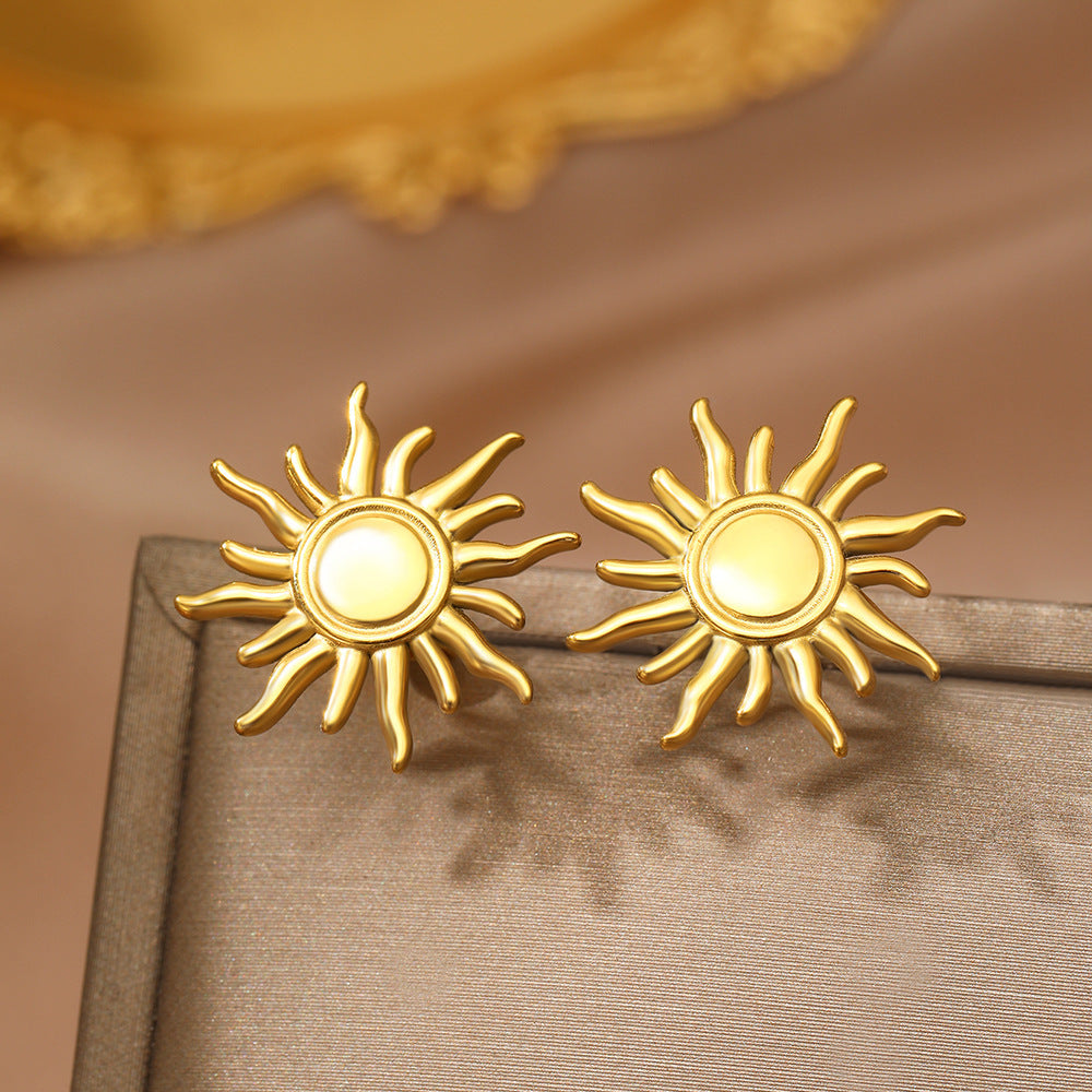 ✨Boucles d’Oreilles Soleil & Tournesol en Acier Inoxydable – Style Élégant✨