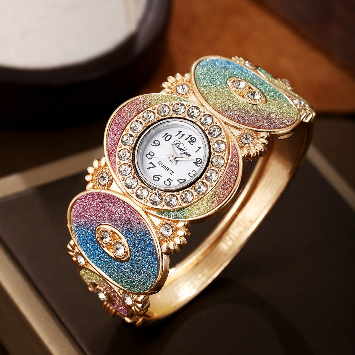 ✨Montre Bracelet Quartz – Style Diamant & Fleurs✨