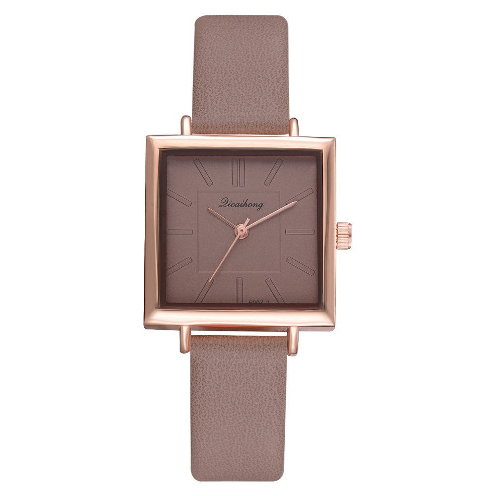 ✨Montre Femme Carrée Élégance – Bracelet Cuir & Mouvement Quartz✨