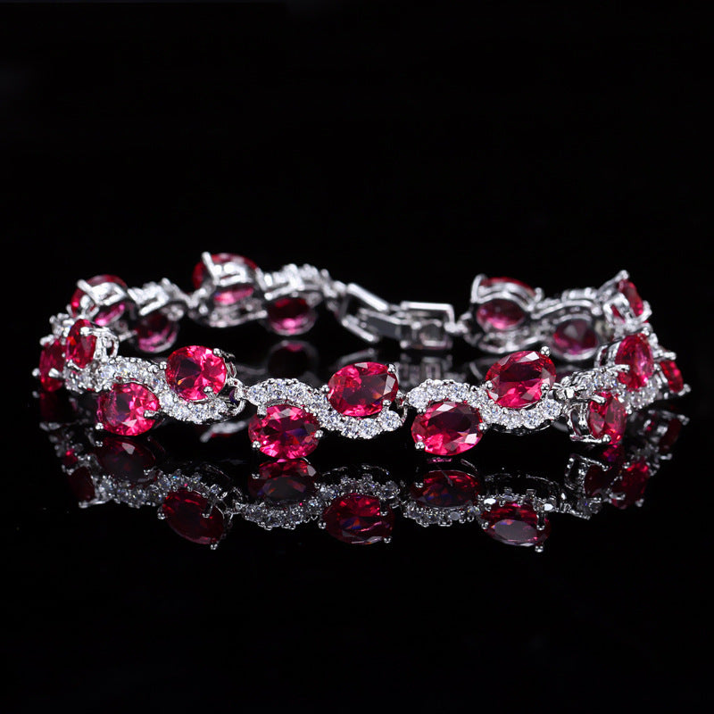 ✨ Bracelet zircon plaqué or blanc 18K – Élégance & éclat coloré ✨