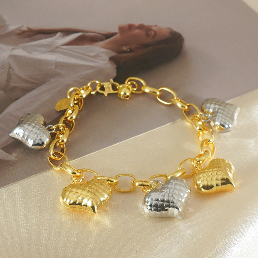 ✨Bracelet Cœurs Dorés & Argentés – Bijou Élégant Plaqué Cuivre✨