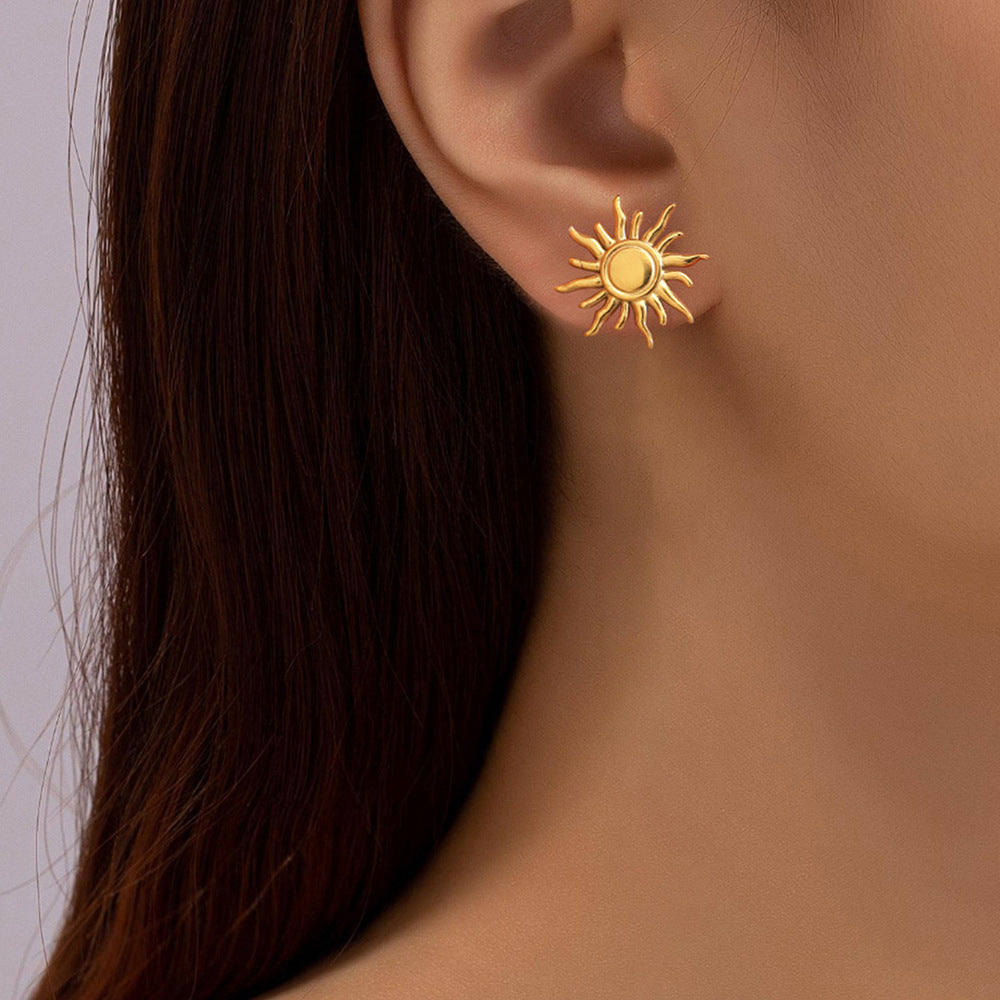 ✨Boucles d’Oreilles Soleil & Tournesol en Acier Inoxydable – Style Élégant✨