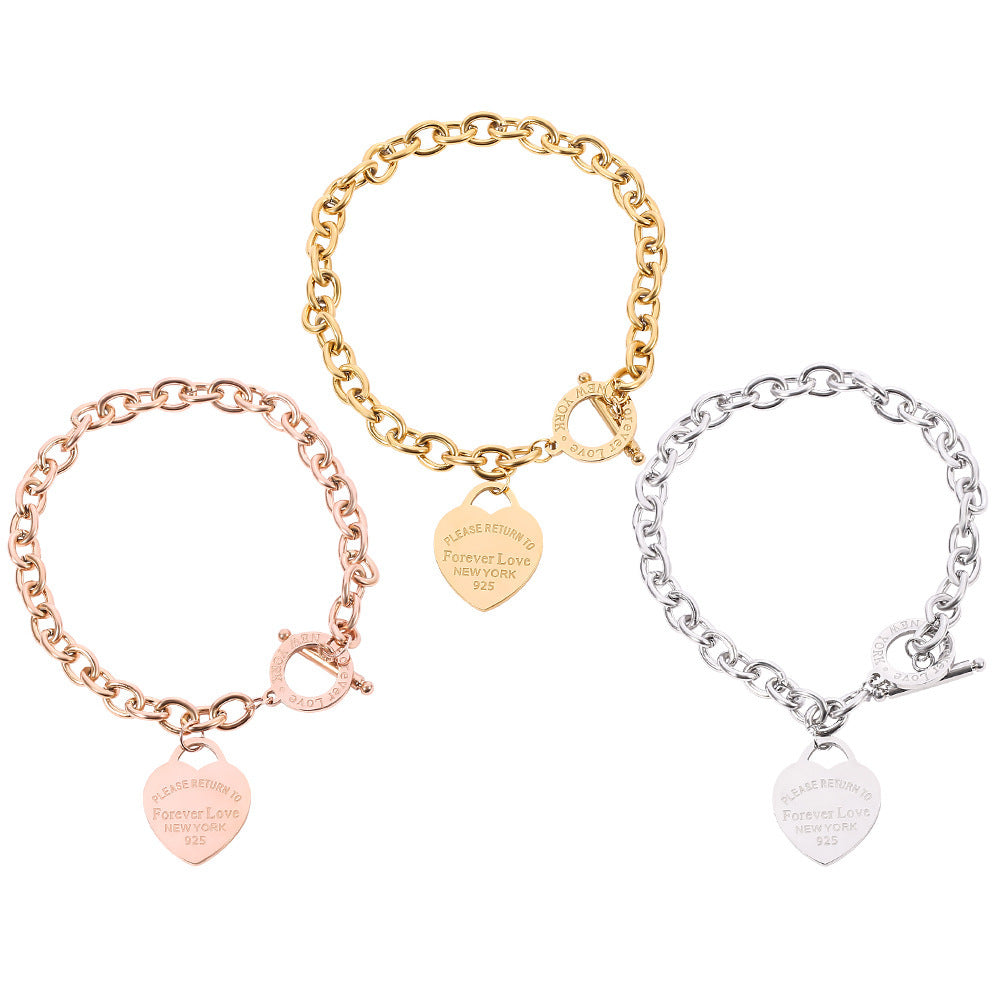 ✨ Bracelet Gourmette Cœur Élégant – Doré, Argenté ou Rosé ✨