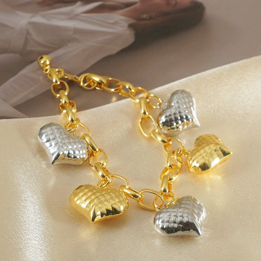 ✨Bracelet Cœurs Dorés & Argentés – Bijou Élégant Plaqué Cuivre✨
