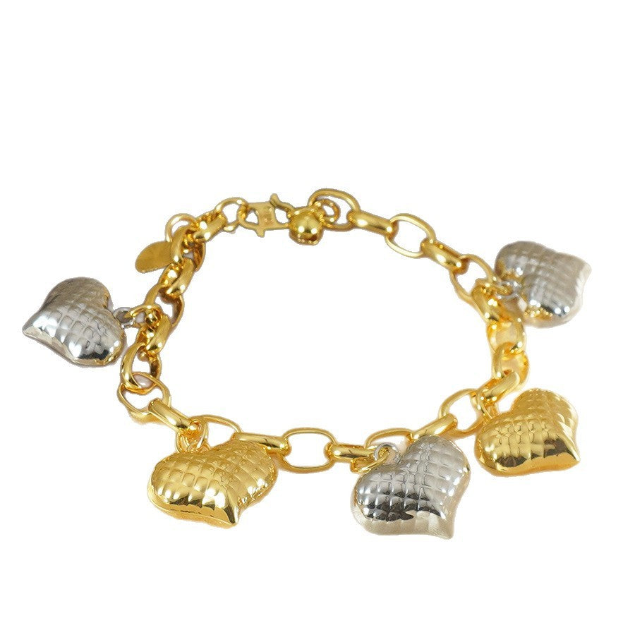 ✨Bracelet Cœurs Dorés & Argentés – Bijou Élégant Plaqué Cuivre✨