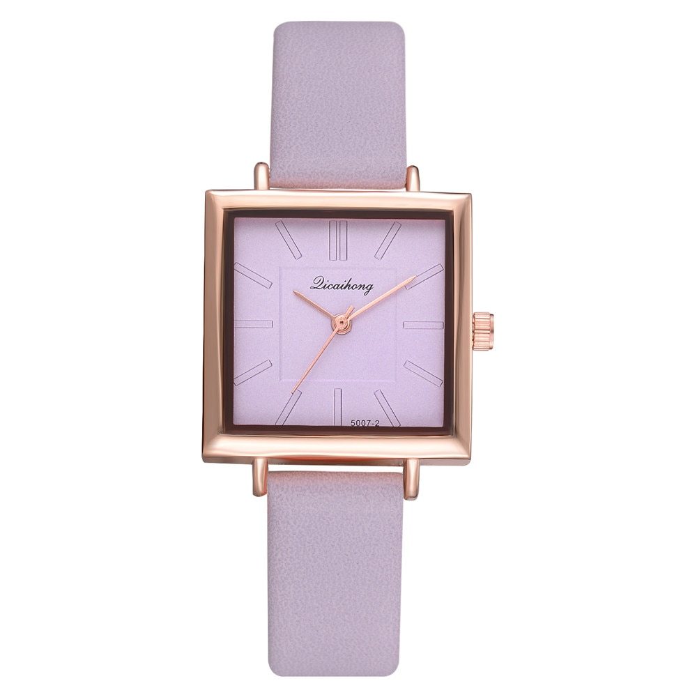 ✨Montre Femme Carrée Élégance – Bracelet Cuir & Mouvement Quartz✨