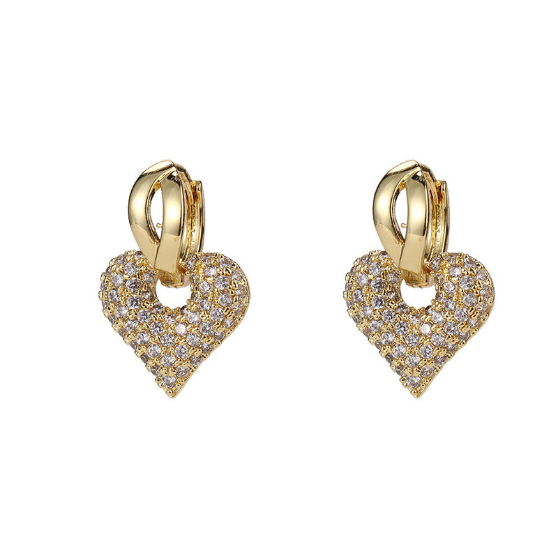 ✨ Boucles d’oreilles cœur doré zircon – Élégance & éclat ✨