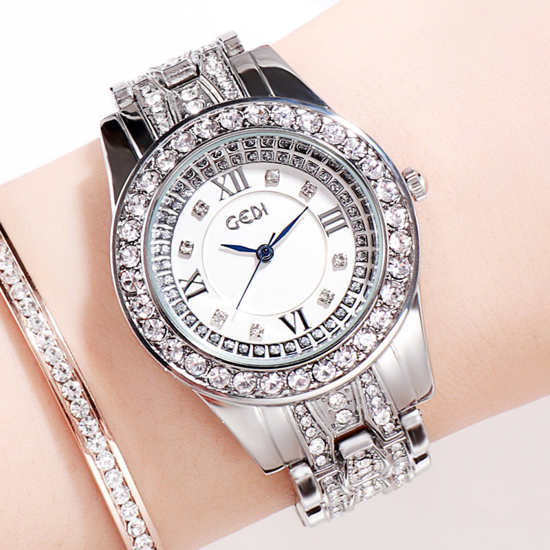 ✨ Montre femme luxe – Acier & strass élégants ✨