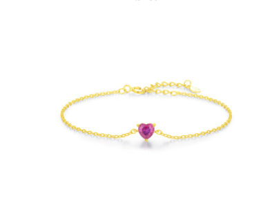 ✨Bracelet Femme Argent S925 avec Diamant Rouge en Forme de Cœur – Bijou Raffiné & Élégant✨