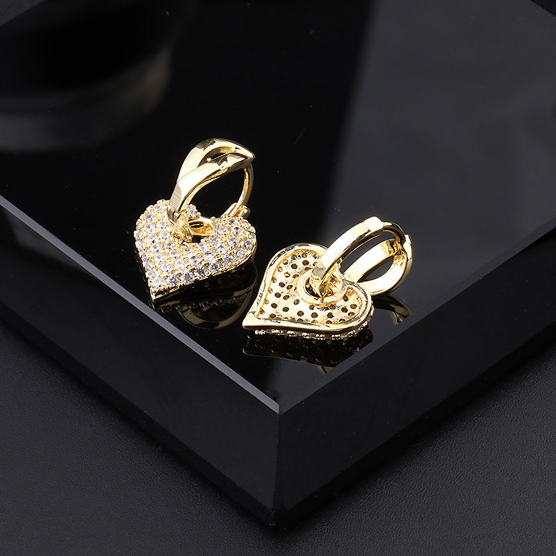 ✨ Boucles d’oreilles cœur doré zircon – Élégance & éclat ✨