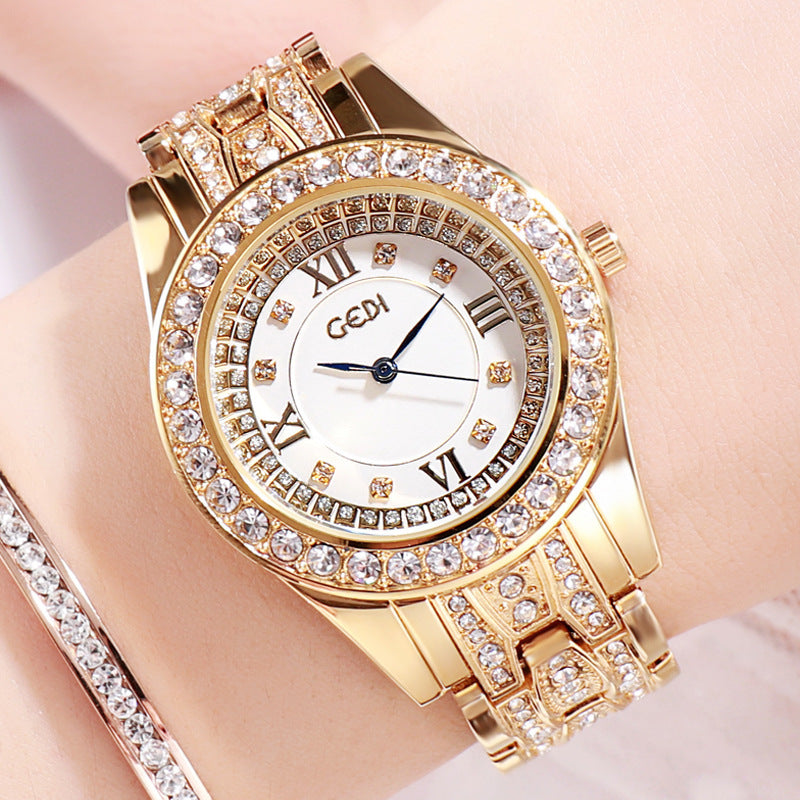 ✨ Montre femme luxe – Acier & strass élégants ✨