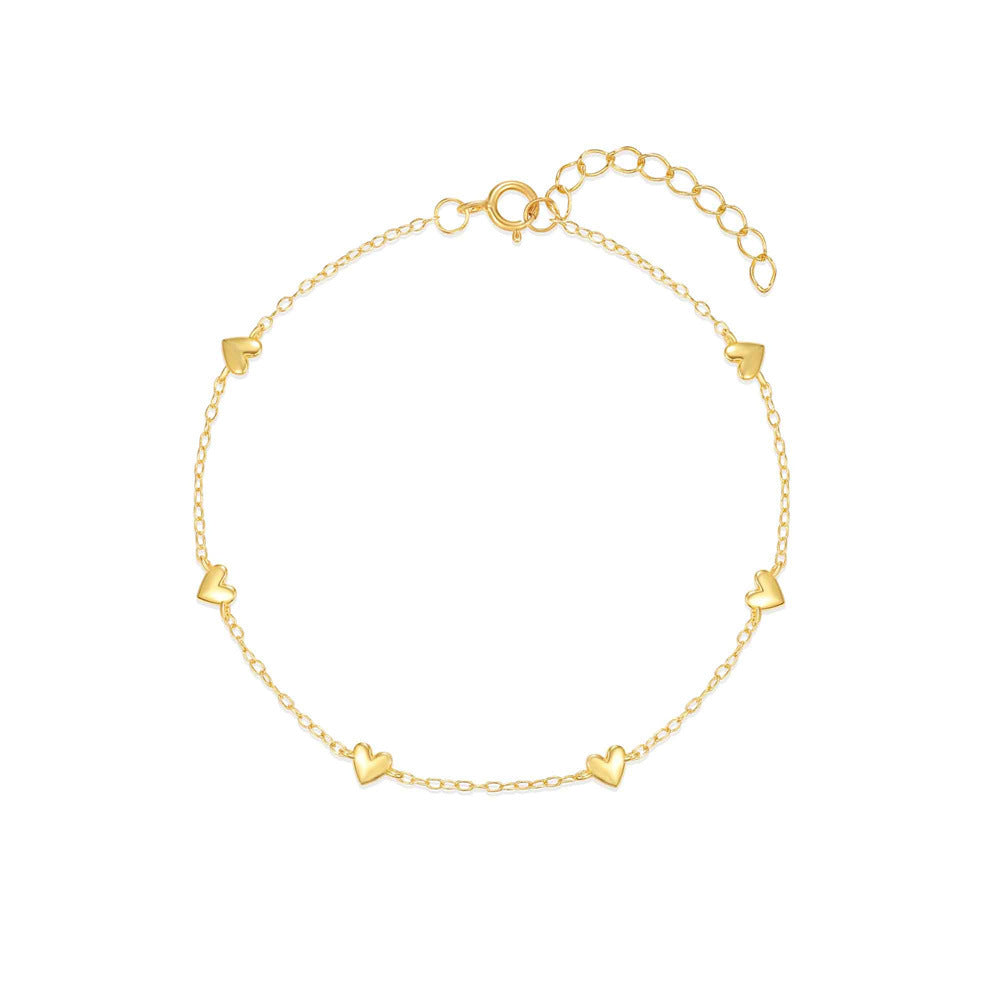 ✨Bracelet Minimaliste en Argent S925 Plaqué Or – Double Cœur Élégant✨