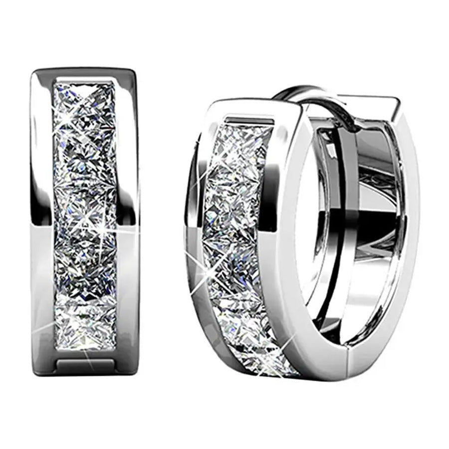 ✨ Créoles Élégance Cristal – Plaqué Or & Argent