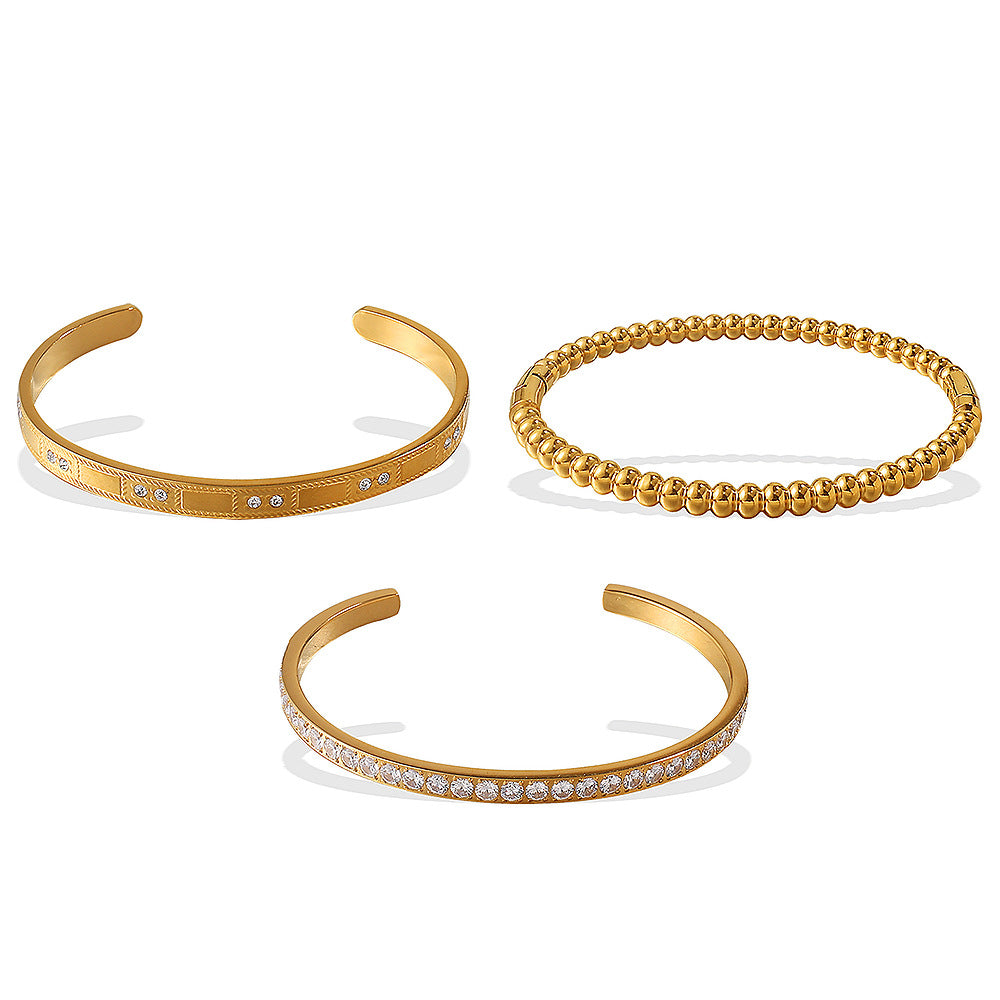 ✨ Bracelet Chic Ajustable – Acier Inoxydable & Zirconium Étincelant ✨