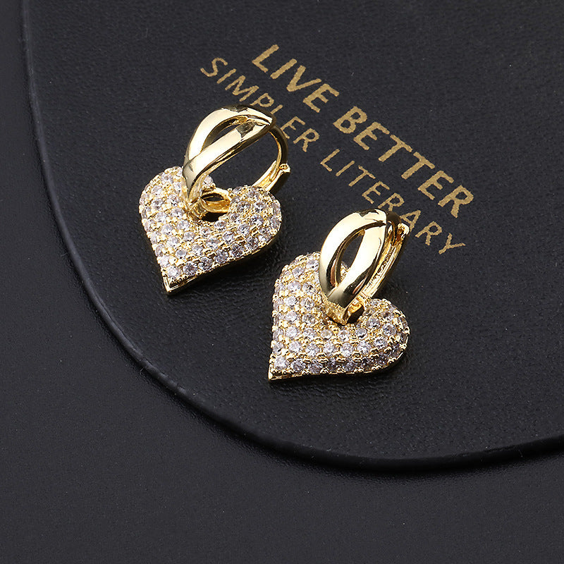 ✨ Boucles d’oreilles cœur doré zircon – Élégance & éclat ✨