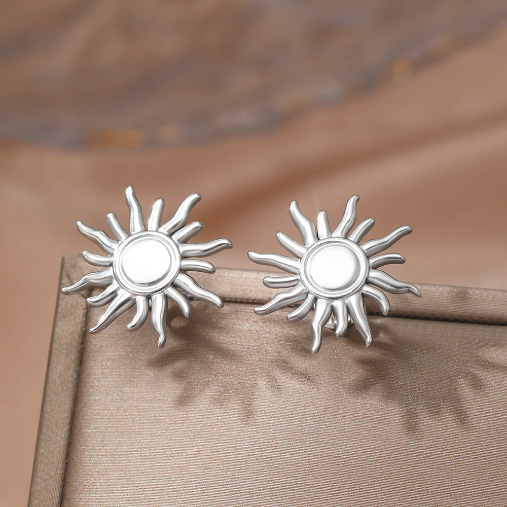 ✨Boucles d’Oreilles Soleil & Tournesol en Acier Inoxydable – Style Élégant✨