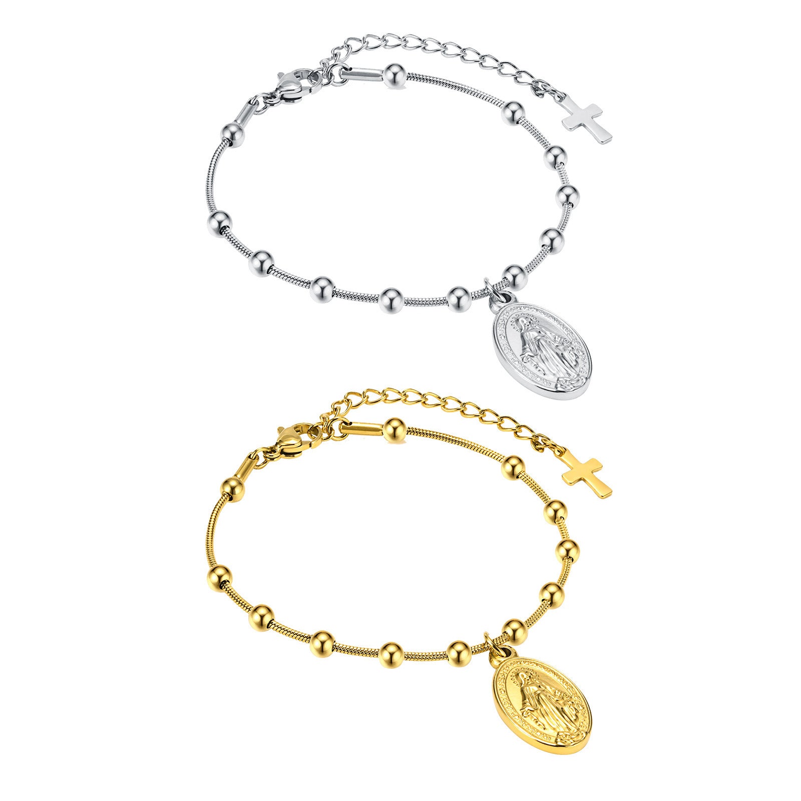 ✨Bracelet Croix Ovale en Acier Inoxydable – Élégant et Moderne, Plaqué Or ou Acier✨