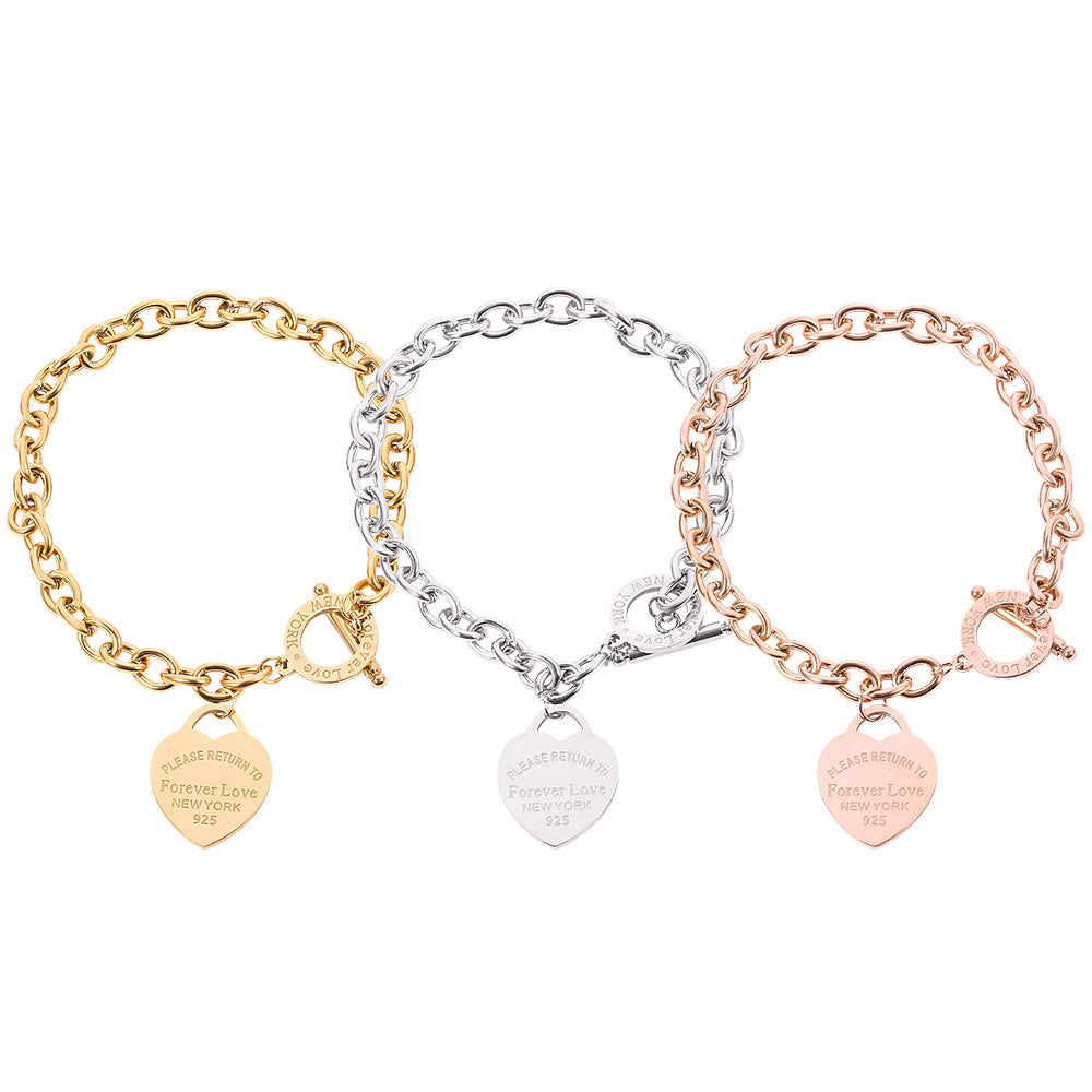 ✨ Bracelet Gourmette Cœur Élégant – Doré, Argenté ou Rosé ✨