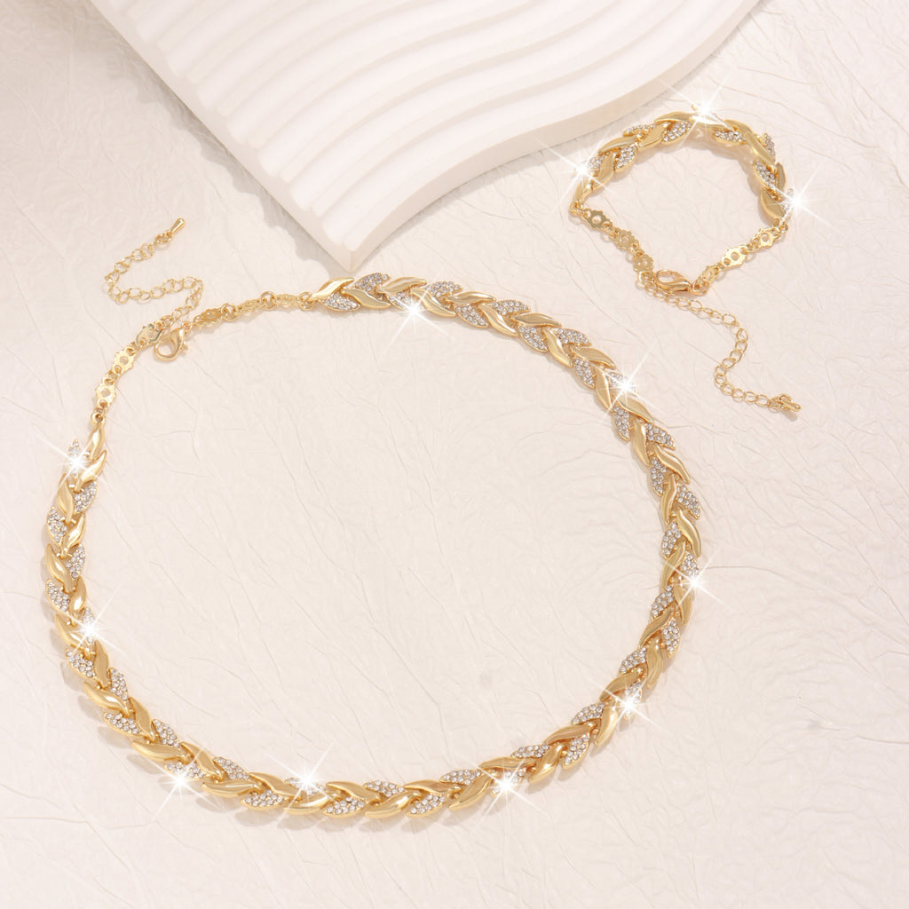 ✨ Collier & Bracelet Feuille de Saule – Élégance Luxe Abordable ✨