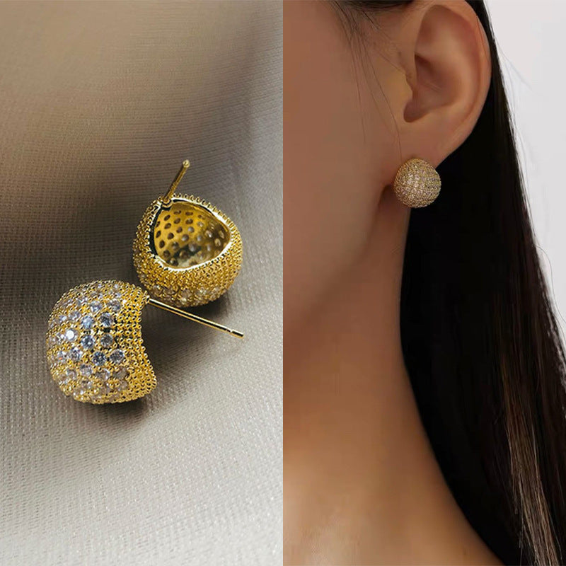 ✨ Boucles d’Oreilles Boule Cristal – Éclat Diamant & Élégance Moderne
