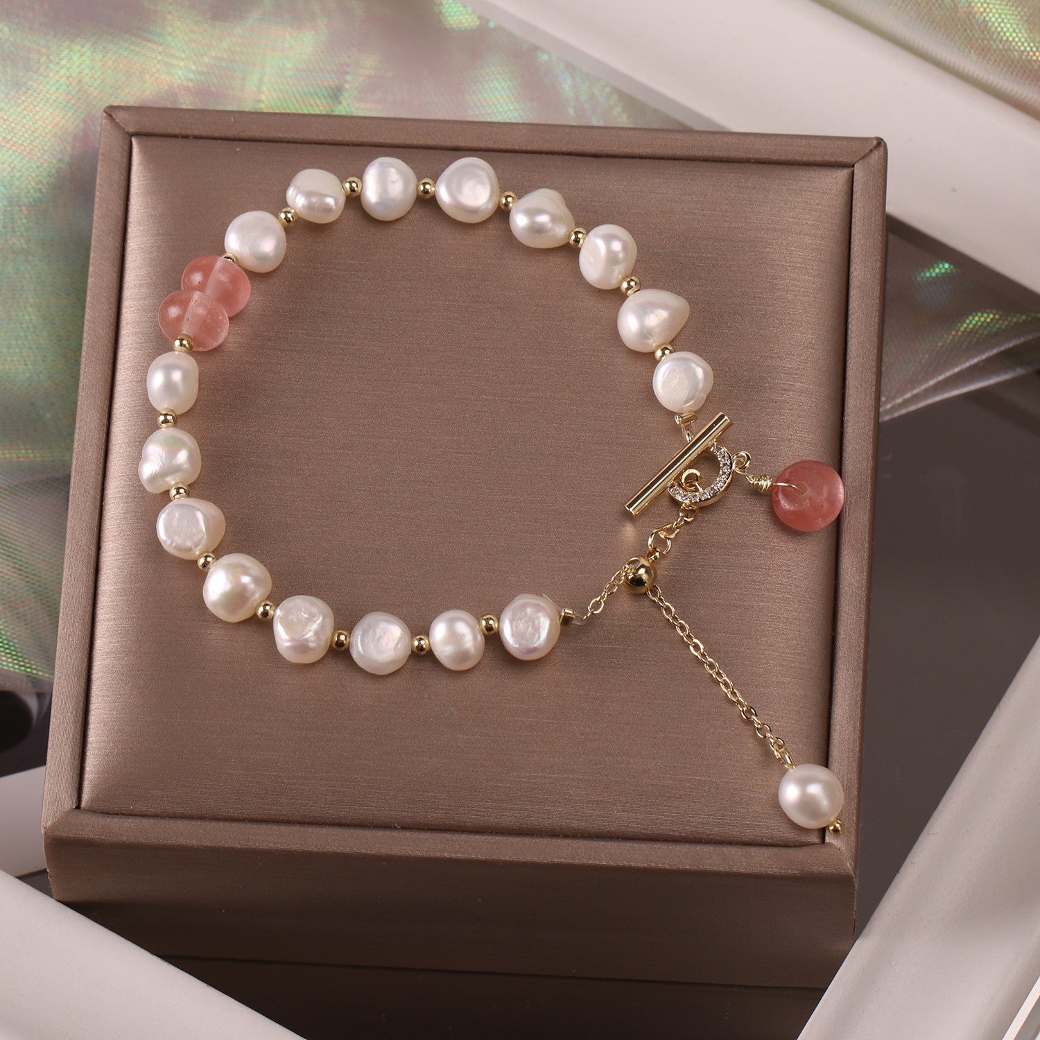 ✨ Bracelet Élégant en Perles d’Eau Douce – Ajustable & Raffiné ✨