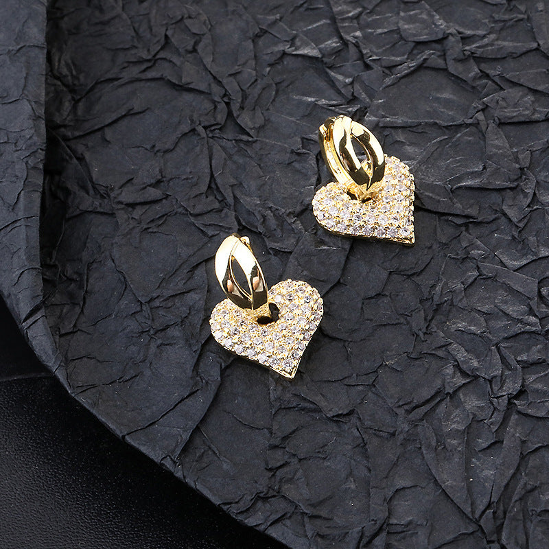 ✨ Boucles d’oreilles cœur doré zircon – Élégance & éclat ✨