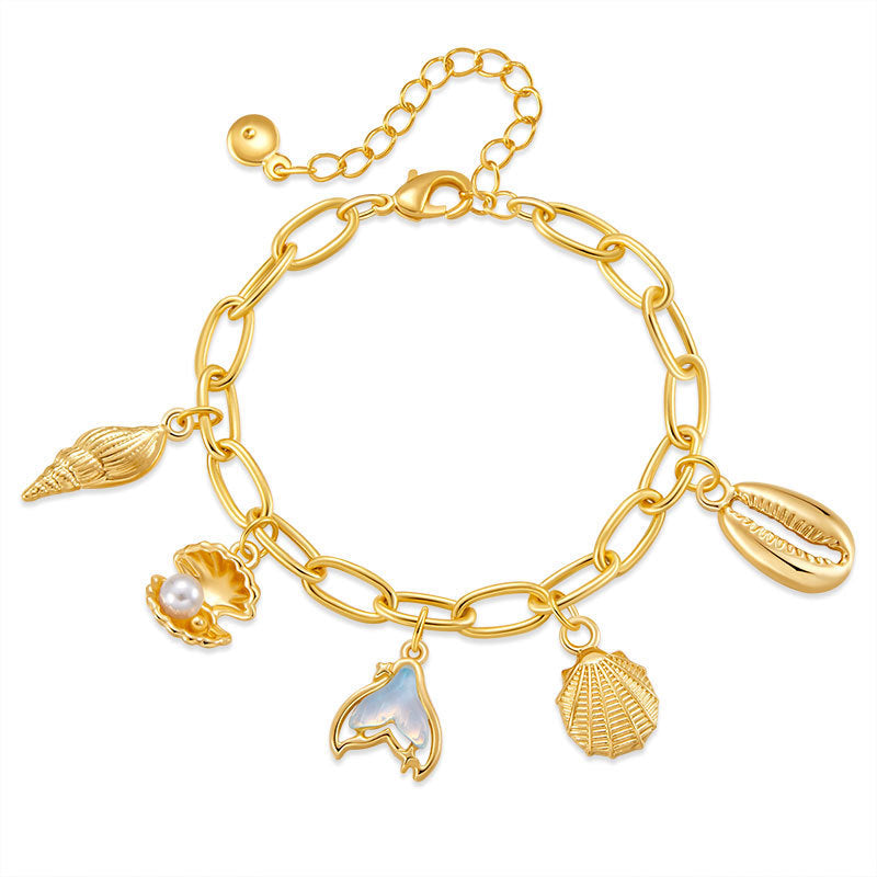 ✨ Bracelet Élégance Marine – Plaqué Or 18K & Coquillages 🌸
