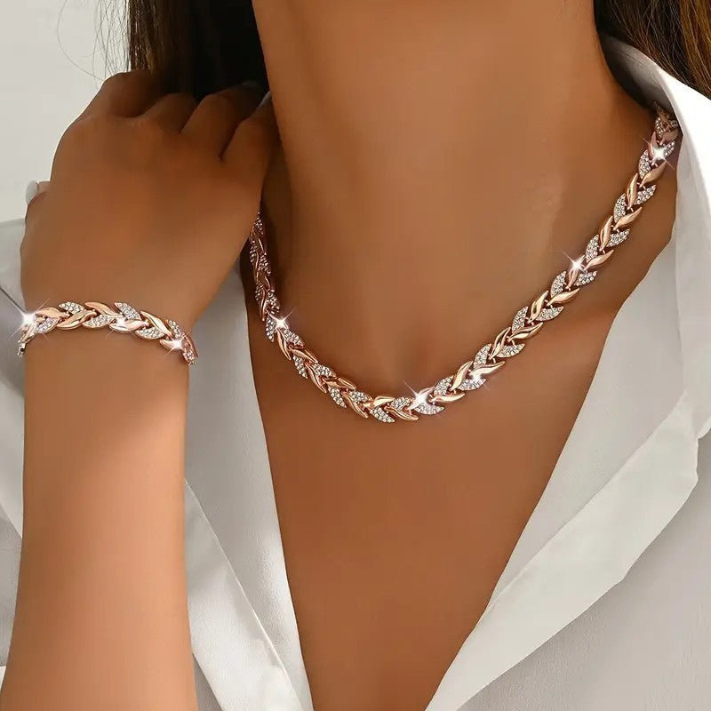 ✨ Collier & Bracelet Feuille de Saule – Élégance Luxe Abordable ✨