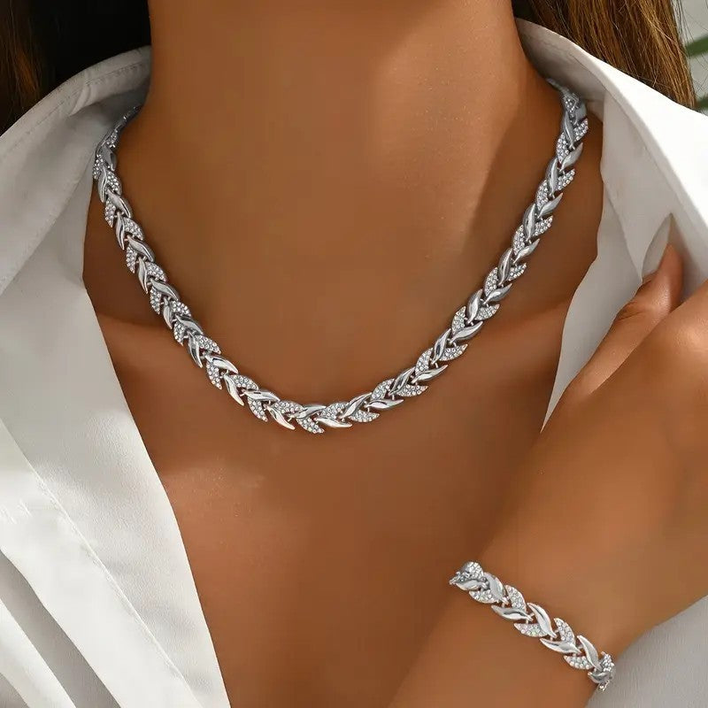 ✨ Collier & Bracelet Feuille de Saule – Élégance Luxe Abordable ✨
